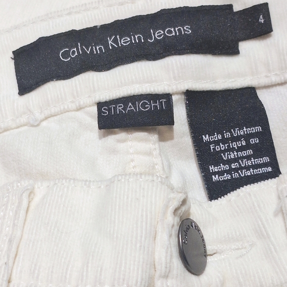 Calvin Klein Jeans White Straight Leg Stretch Corduroy Pants - Picture 2 of 3